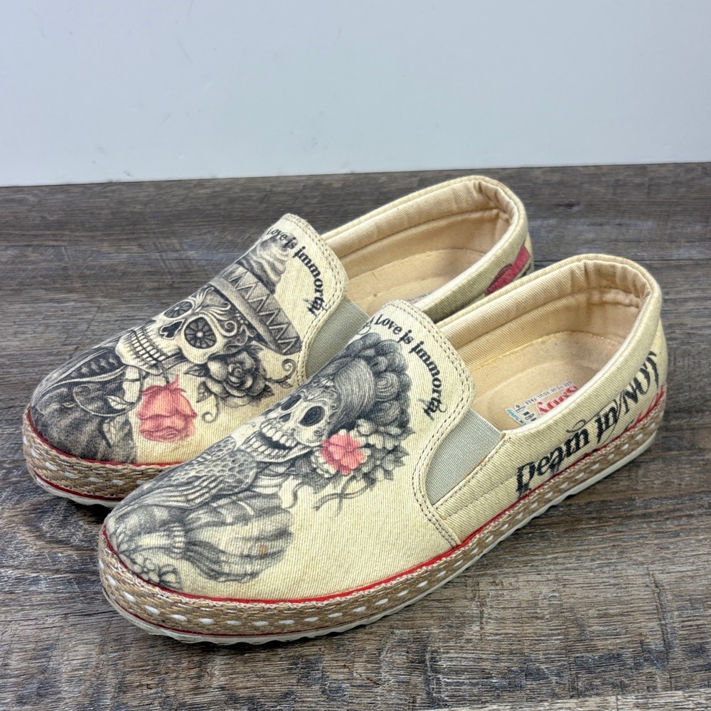 💀🌹 Goby Women’s Canvas Slip-On Shoes – Size 40 (US 9)
